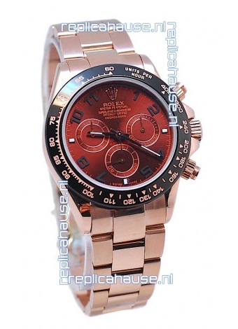 Rolex Daytona Chronograph MonoBloc Cerachrom Bezel Swiss Replica Rose Gold Plated Watch