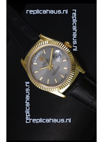 Rolex Day Date 36MM Yellow Gold Swiss Replica Watch - Grey Dial
