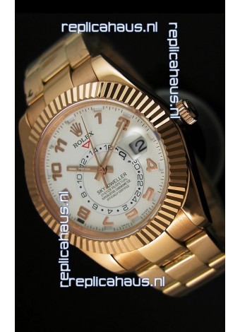Rolex Sky-Dweller 18K Rose Gold Watch in White Dial Arabic Numerals
