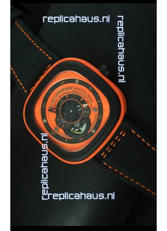 SevenFriday P-32 Black and Orange with Original Miyota 82S7 Movement - 1:1 Mirror Quality
