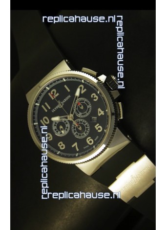 Ulysse Nardin Marine Chronograph Stainless Steel Black Arabic Dial - 1:1 Mirror Replica