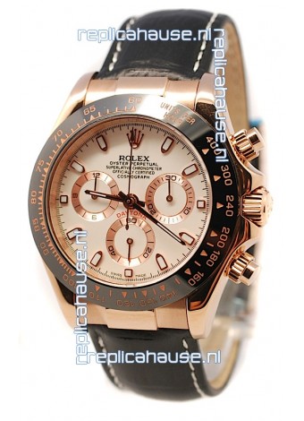 Rolex Daytona Monobloc Cerachrome Everose Swiss Watch in White Dial - 1:1 Mirror Replica