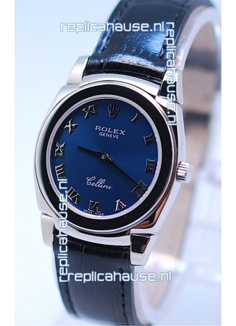 Rolex Cellini Cestello Ladies Swiss Blue Watch in Roman Markers
