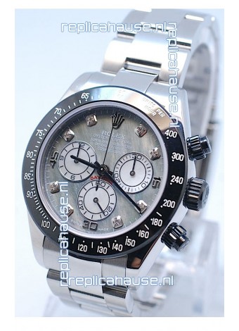 Rolex Daytona MonoBloc Cerachrom Bezel Swiss Replica Rose Gold Plated Watch in White Mother Pearl Dial