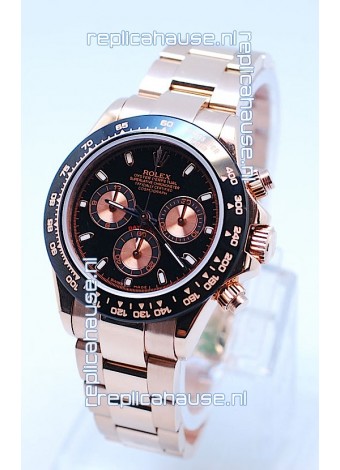 Rolex Daytona Chronograph MonoBloc Cerachrom Bezel Swiss Replica Watch in Rose Gold Plated