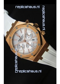 Audemars Piguet Royal Oak Chronograph Watch in Yellow Gold in Polished White Dial