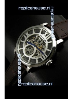 Cartier Ronde de Japanese Replica Watch in Skelton Grey Dial