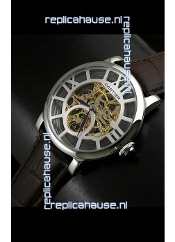 Cartier Ronde de Japanese Replica Watch in Skelton Gold Dial