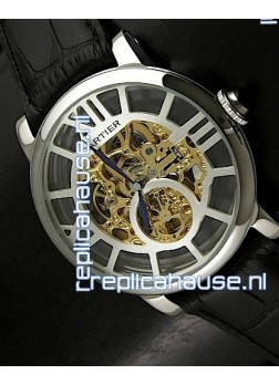 Cartier Ronde de Japanese Replica Watch in Skelton Gold Dial