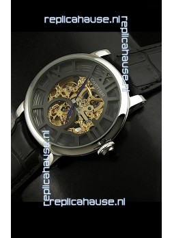 Cartier Ronde de Japanese Replica Watch in Skelton Grey & Gold Dial