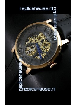 Cartier Ronde de Japanese Replica Watch in Skelton Gold Dial