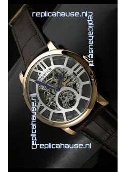 Cartier Ronde de Japanese Replica Watch in Skelton Grey Dial