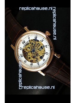 Breguet Classique Japanese Automatic Watch in Gold Skeleton Dial - Arabic Hour Numerals