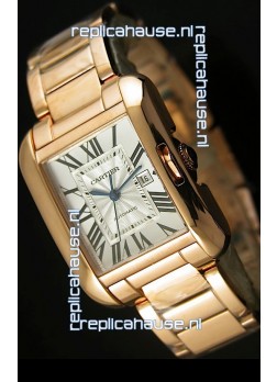 Cartier Tank Anglaise Mid Sized Swiss Watch Pink Gold - 1:1 Mirror Replica Watch