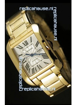 Cartier Tank Anglaise Mid Sized Swiss Watch Yellow Gold - 1:1 Mirror Replica Watch