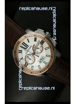 Calibre De Cartier Chronograph Japanese Replica Watch in Two Tone