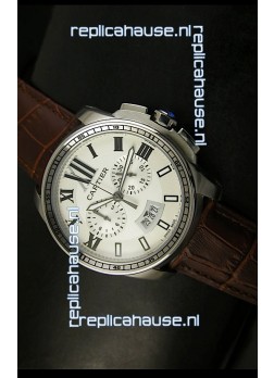Calibre De Cartier Chronograph Japanese Replica Watch in Steel