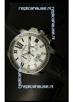 Calibre De Cartier Chronograph Japanese Replica Watch in Steel
