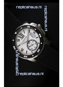 Calibre De Cartier Watch 42MM White Dial Steel Case -  1:1 Mirror Replica Watch