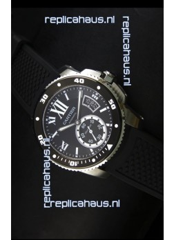 Calibre De Cartier Watch 42MM Black Dial Steel Case -  1:1 Mirror Replica Watch