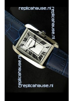 Cartier Tank Ladies Replica Watch in Steel Case/Purple Strap