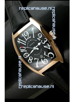 Franck Muller Geneve Casablanca Japanese Rose Gold Watch in Black Dial