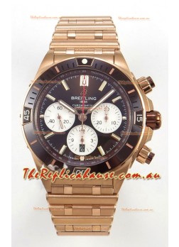 Breitling Chronomat Super Clone B01 42 Edition Swiss Rose Gold Casing Brown Dial 