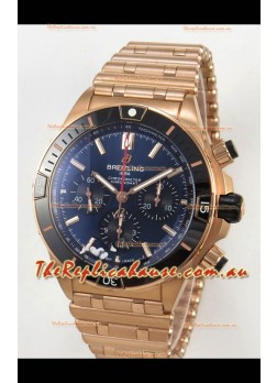 Breitling Chronomat Super Clone B01 42 Edition Swiss Rose Gold Casing Blue Dial 