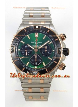 Breitling Chronomat Super Clone B01 42 Edition Swiss Two Tone Green Dial Watch 