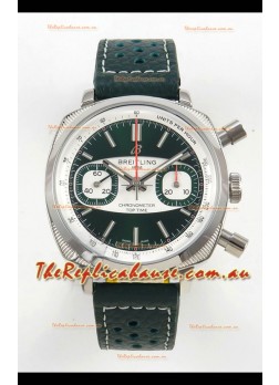 Breitling Top Time Super Clone Chronograph Black Leather Strap Watch 