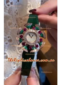 Bvlgari Divas's Dream Edition Watch in Rose Gold Casing - Diamonds Paved Bezel Swiss Replica