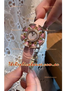 Bvlgari Divas's Dream Edition Watch in Rose Gold Casing - Diamonds Paved Bezel Swiss Replica