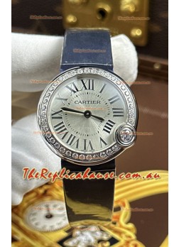 Ballon Blanc De Cartier Swiss Quartz Replica Watch in Steel Casing Fabric Strap