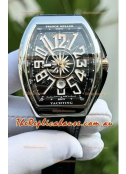 Franck Muller Super Clone Vanguard V45 Yachting Stainless Steel Black Dial Watch