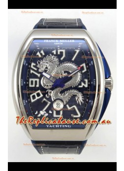 Franck Muller Vanguard Super Clone Yachting Dragon V45 Blue Dial Stainless Steel Case Watch 