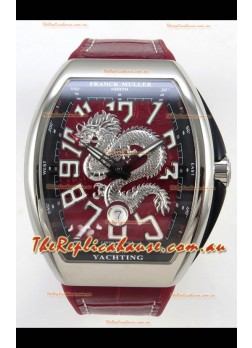 Franck Muller Vanguard Super Clone Yachting Dragon V45 Red Dial Stainless Steel Case Watch 