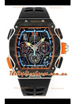 Richard Mille Super Clone RM65-01 Carbon Casing Replica Watch in Black Strap 