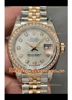 Rolex Datejust Super Clone Mother of Pearl Dial 2 Tone Rose Gold Watch 28MM
