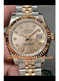 Rolex Datejust Super Clone Green Dial 2 Tone Rose Gold - Gold Dial Watch 28MM