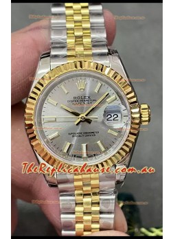Rolex Datejust Super Clone Grey Dial 2 Tone Yellow Rose Gold Watch 28MM