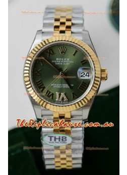 Rolex Datejust Cal.3235 Movement Super Clone Rose Gold 2 Tone 31MM Green Dial Watch 