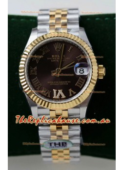 Rolex Datejust Cal.3235 Movement Super Clone Rose Gold 2 Tone 31MM Brown Dial Watch 