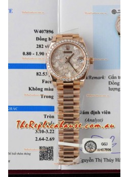 Rolex Datejust Super Clone Mossanites Butterfly Dial 31MM Rose Gold Watch 