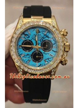 Rolex Daytona Super Clone 126518LN Yellow Gold Turquoise Dial Original Cal.4131 Movement