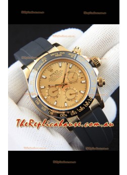 Rolex Daytona Japanese Movement Gold Casing Replica Watch in Gold Dial 
