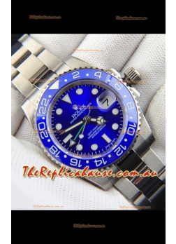 Rolex GMT Masters II Japanese Movement Replica Watch Steel Case Blue Dial