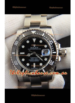 Rolex Submariner Japanese Replica Watch 904L Steel - Ceramic Bezel in Black