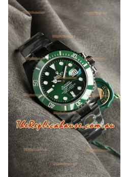 Rolex Submariner Blaken DLC Coated Swiss Replica Watch in Green Dial