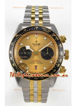 Tudor Super Clone Black Bay Chronograph Two Tone Watch in Gold Dial