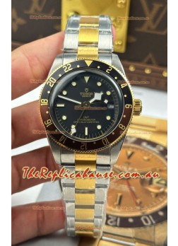 Tudor Black Bay Super Clone GMT Two Tone Black Dial Swiss Replica Watch 